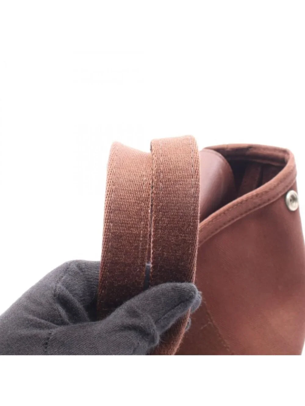 Hermes Handbag Valparaiso PM Dark Brown Leather Canvas